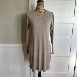 Everlane Women’s Large (Fits M) The Ribbed Mini Dress Beige Oatmeal Long Sleeve